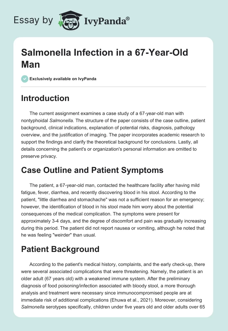 Salmonella Infection in a 67-Year-Old Man. Page 1
