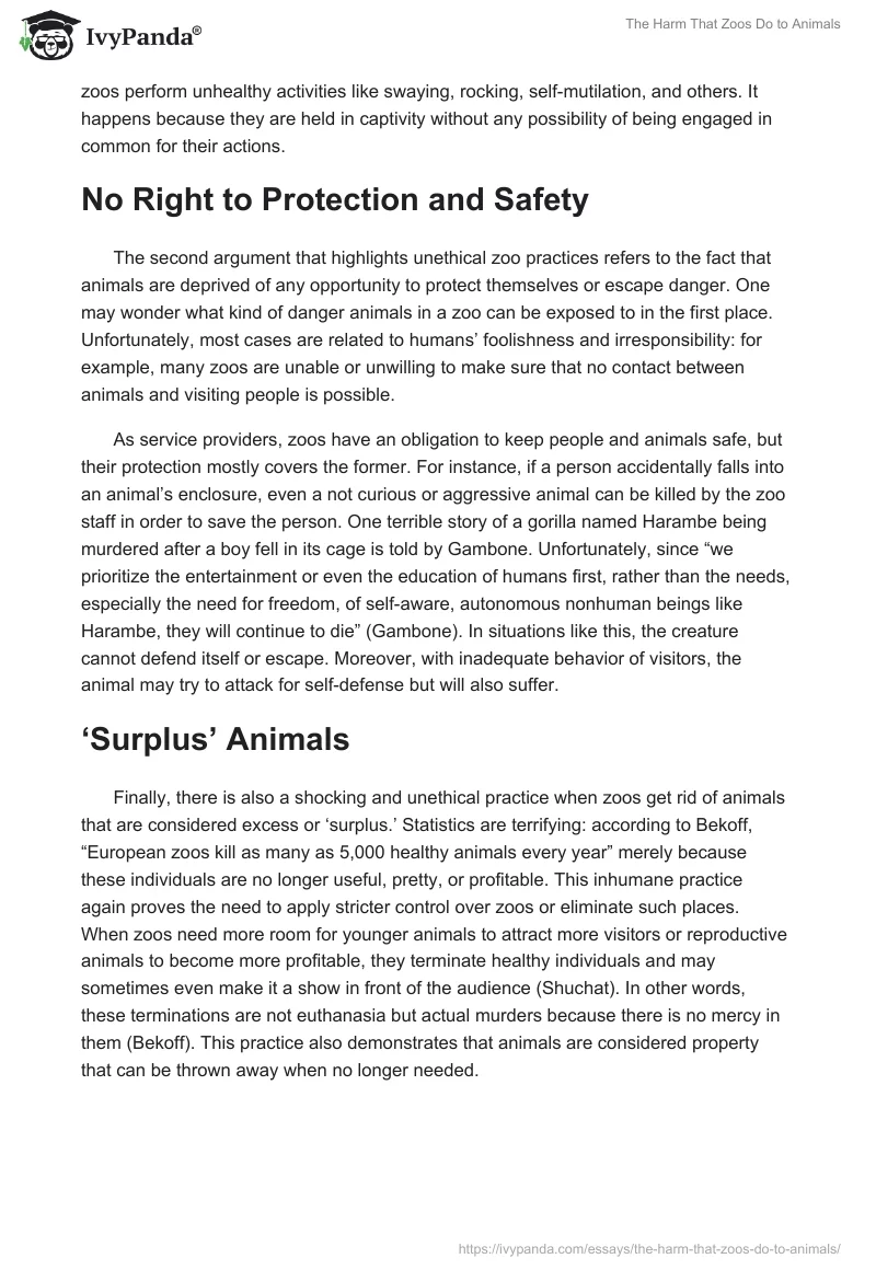 The Harm That Zoos Do to Animals. Page 2