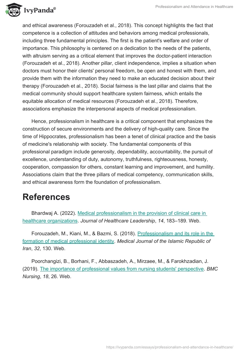 Professionalism and Attendance in Healthcare. Page 2