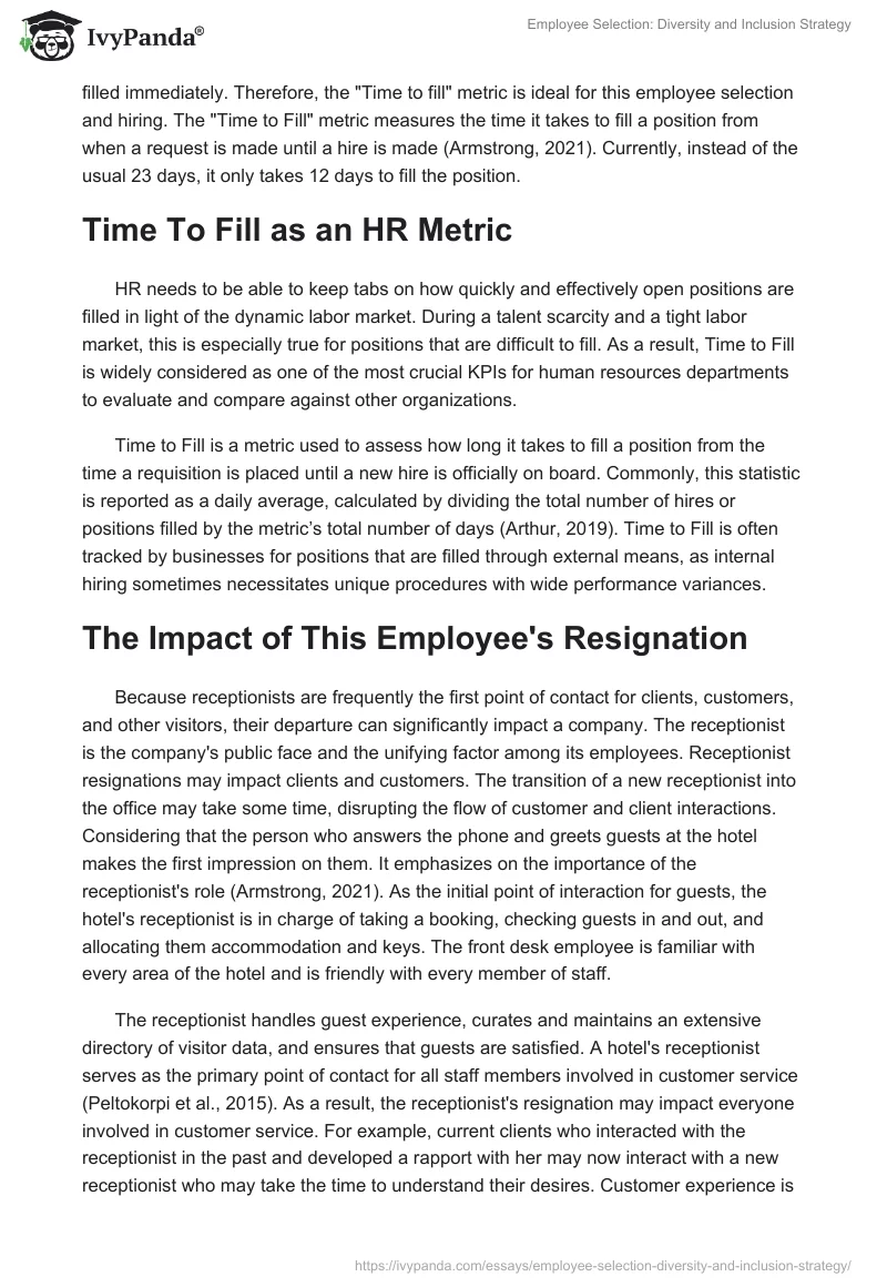 Employee Selection: Diversity and Inclusion Strategy. Page 2