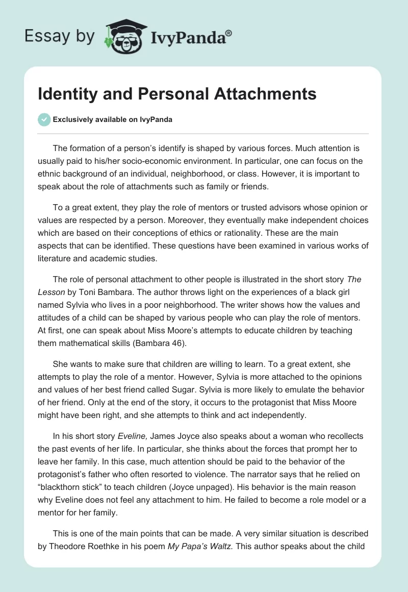 Identity and Personal Attachments. Page 1