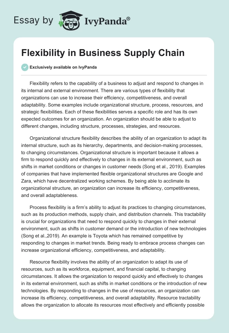 Flexibility in Business Supply Chain. Page 1