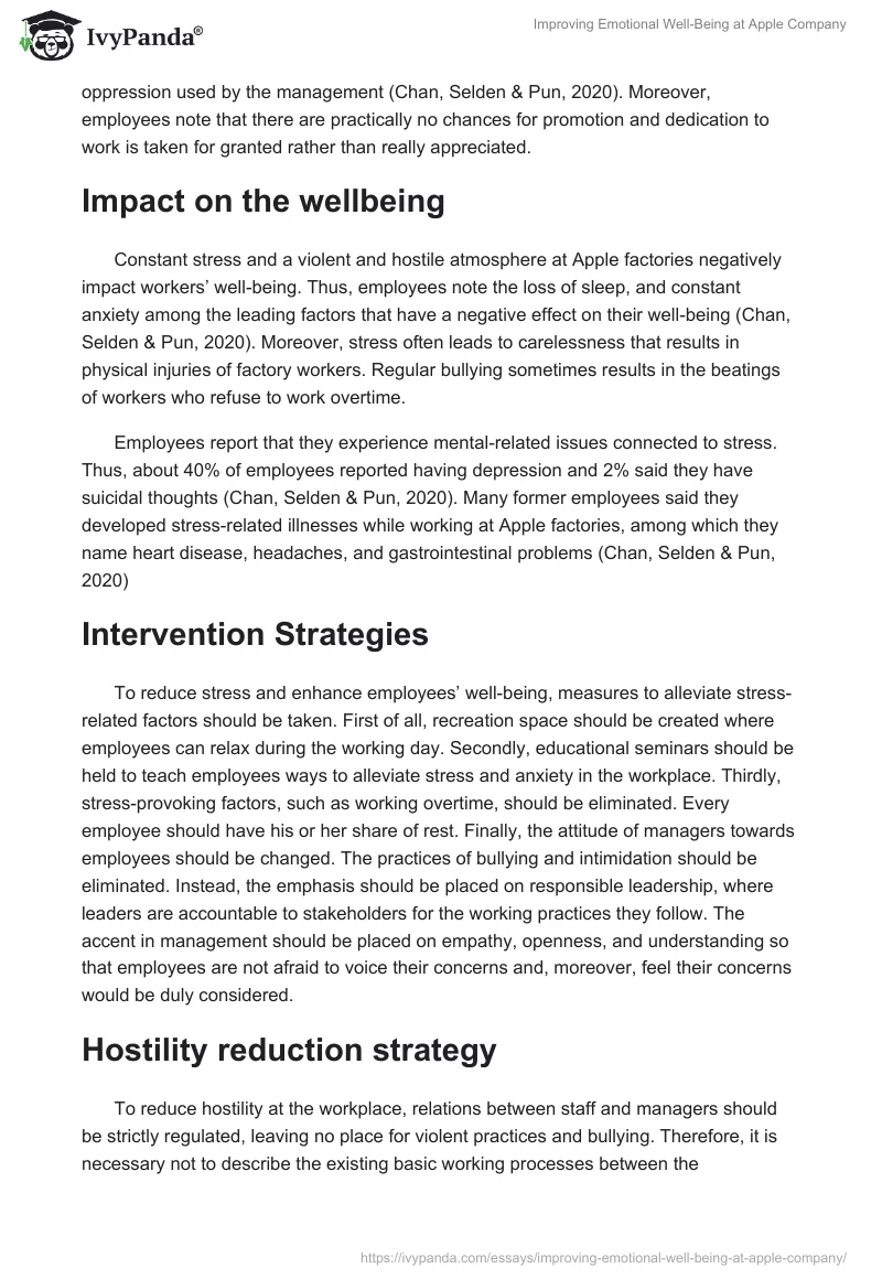 Improving Emotional Well-Being at Apple Company. Page 2