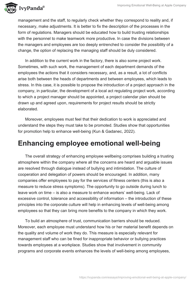 Improving Emotional Well-Being at Apple Company. Page 3