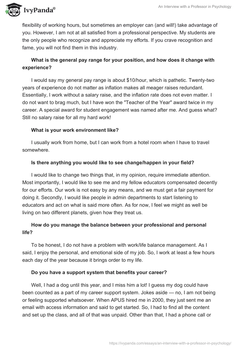 An Interview with a Professor in Psychology. Page 4