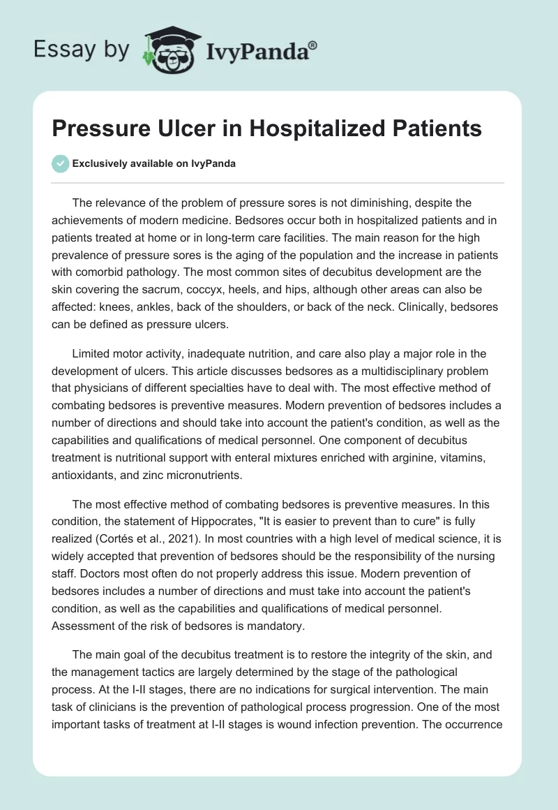 Pressure Ulcer in Hospitalized Patients. Page 1