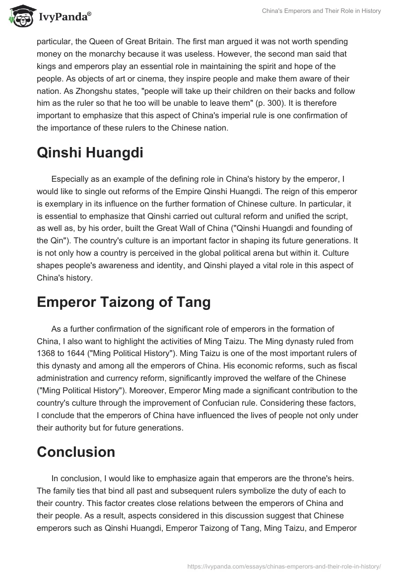 China's Emperors and Their Role in History. Page 2