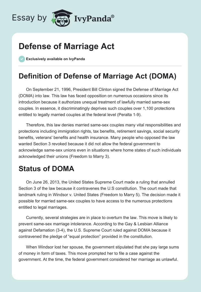 Defense of Marriage Act. Page 1