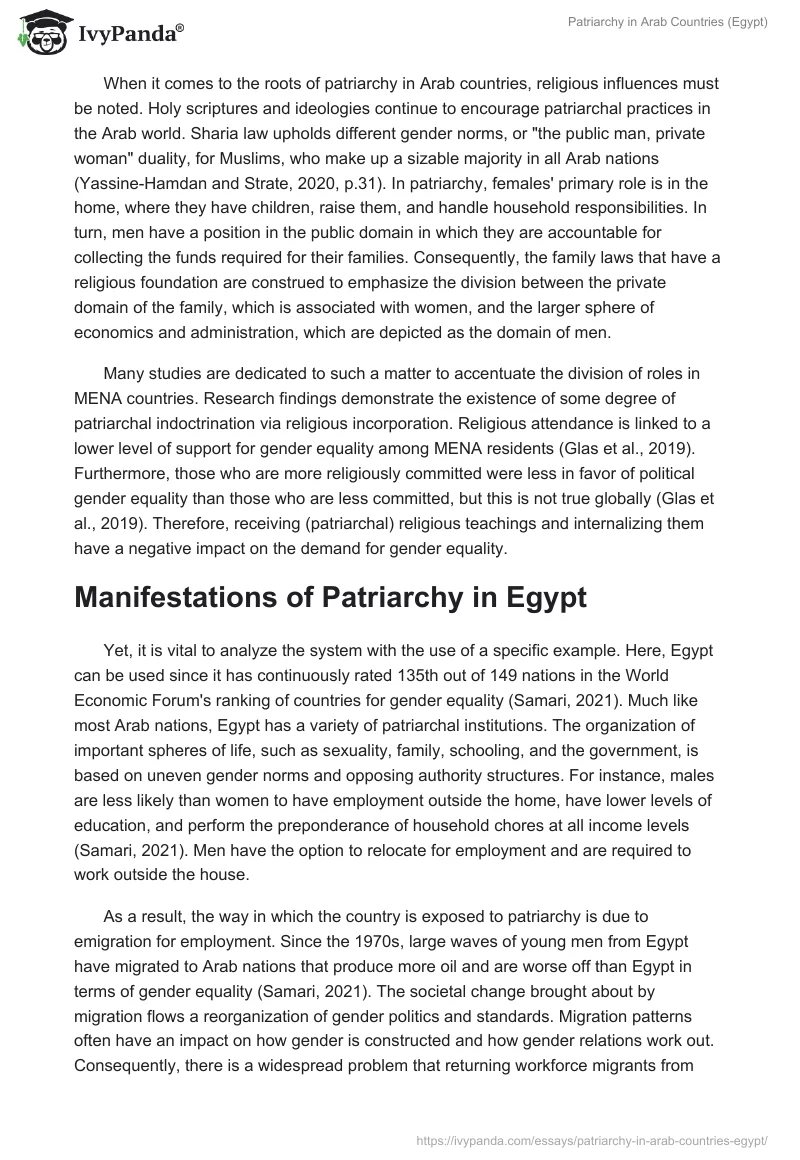 Patriarchy in Arab Countries (Egypt). Page 3