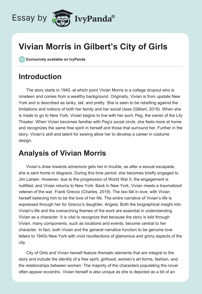 Vivian Morris in Gilbert’s City of Girls. Page 1