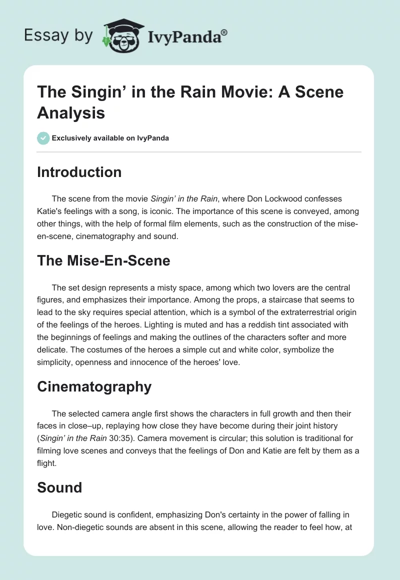 The Singin’ in the Rain Movie: A Scene Analysis. Page 1