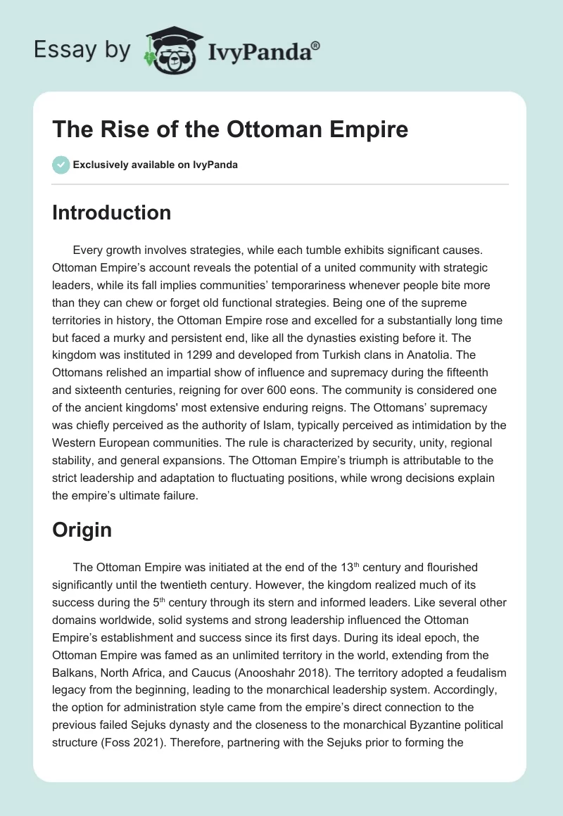 The Rise of the Ottoman Empire. Page 1
