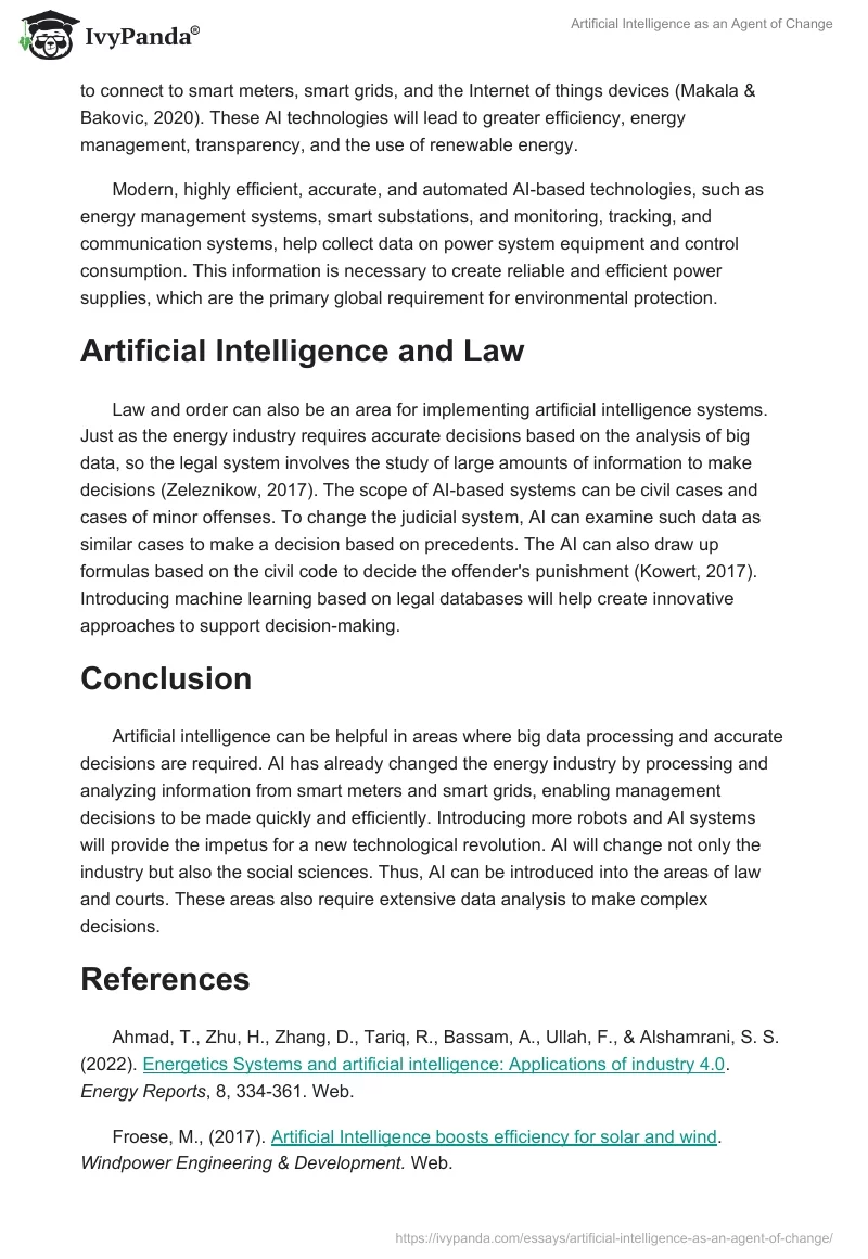 Artificial Intelligence as an Agent of Change. Page 2