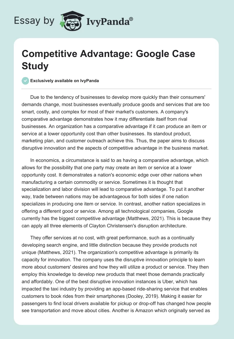 google competitive advantage case study