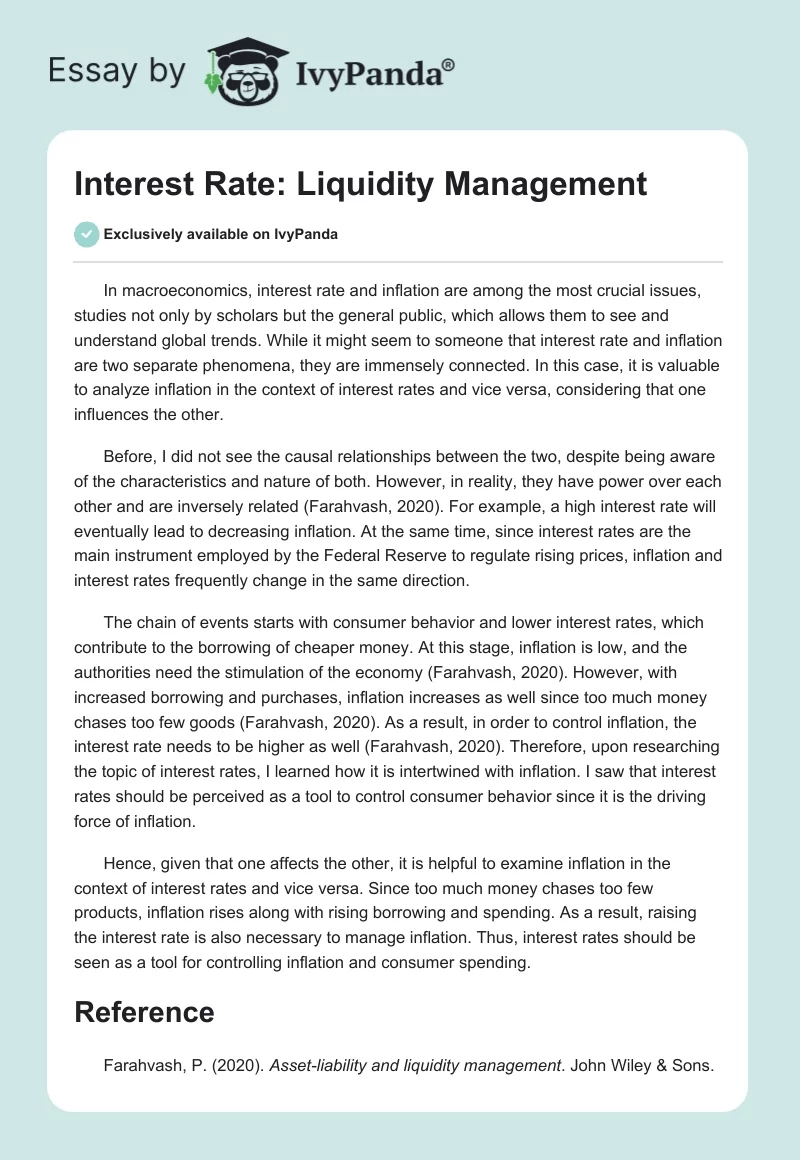 Interest Rate: Liquidity Management. Page 1