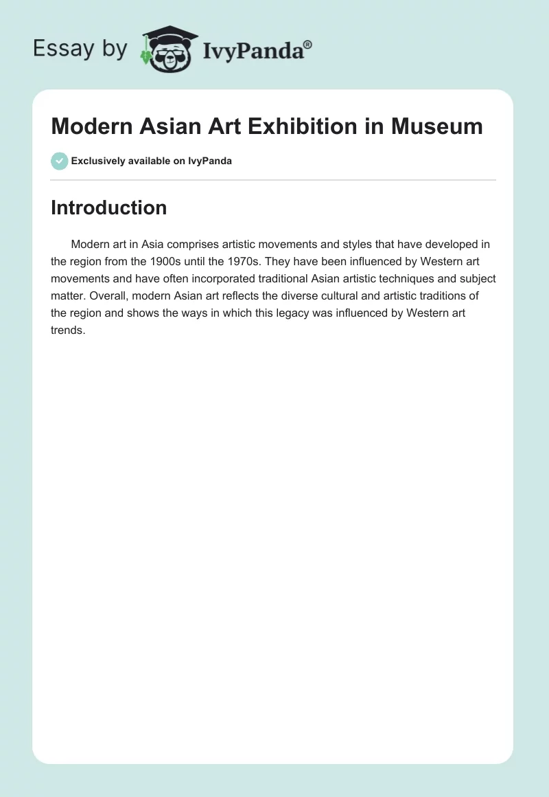 Modern Asian Art Exhibition in Museum. Page 1