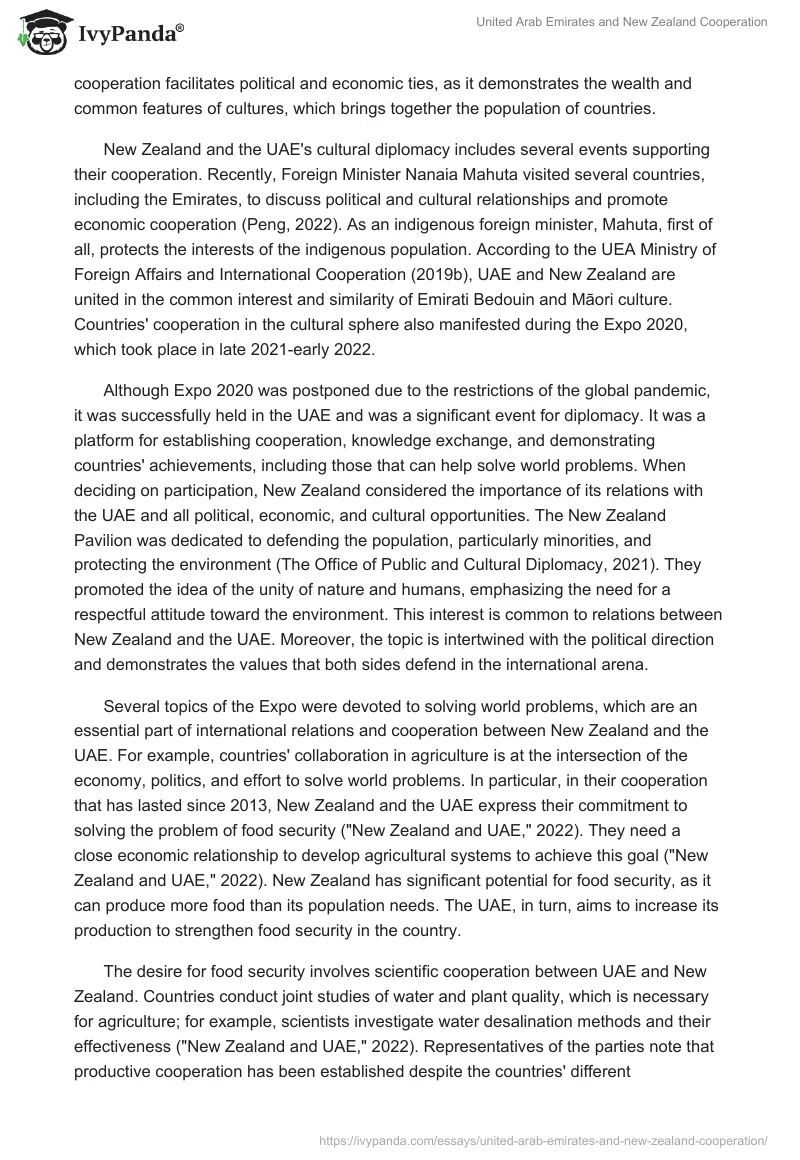 United Arab Emirates and New Zealand Cooperation. Page 2