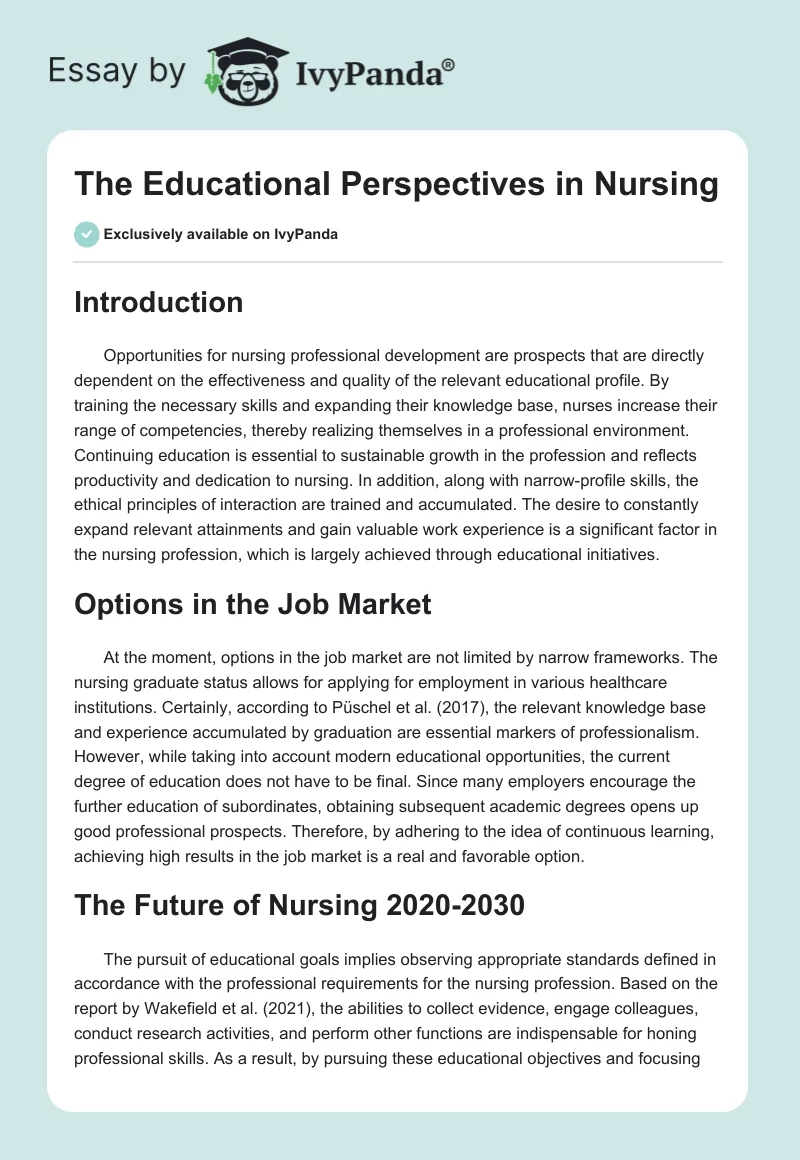 The Educational Perspectives in Nursing. Page 1