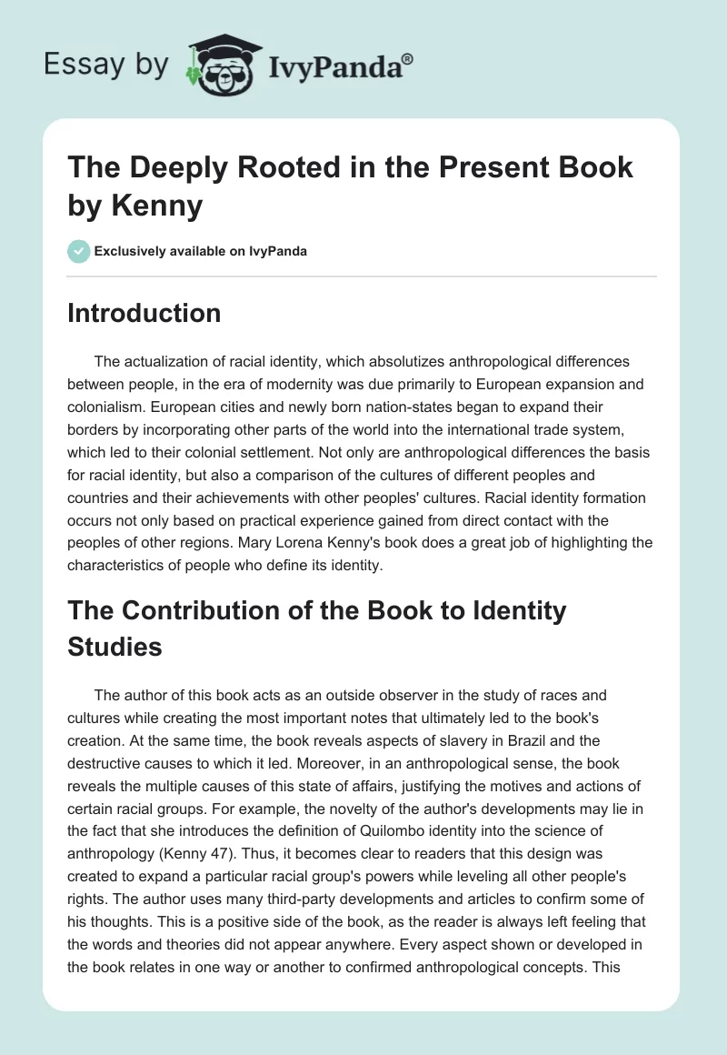 The Deeply Rooted in the Present Book by Kenny. Page 1