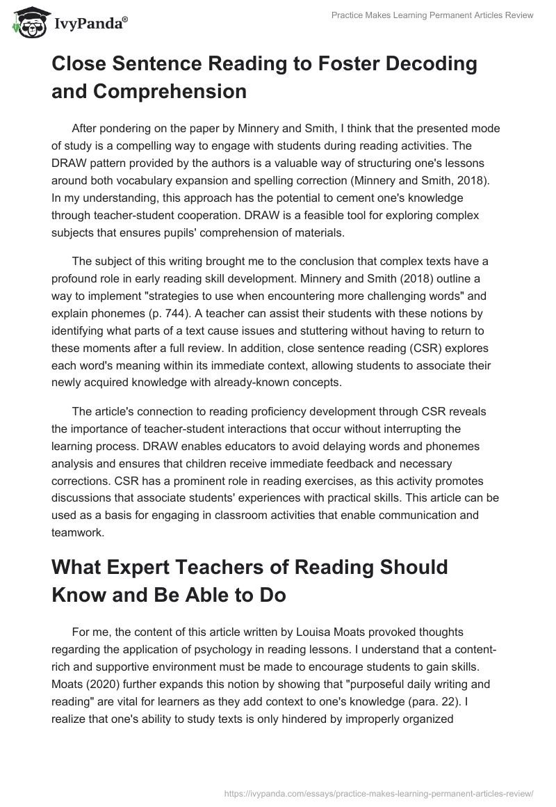 Practice Makes Learning Permanent Articles Review. Page 2