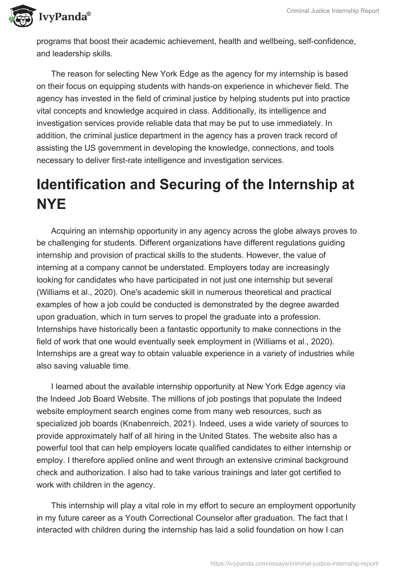 Criminal Justice Internship Report. Page 2