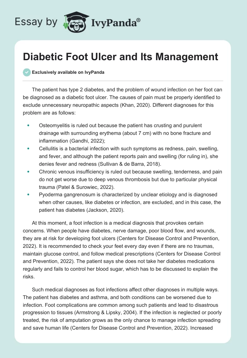 Diabetic Foot Ulcer and Its Management. Page 1