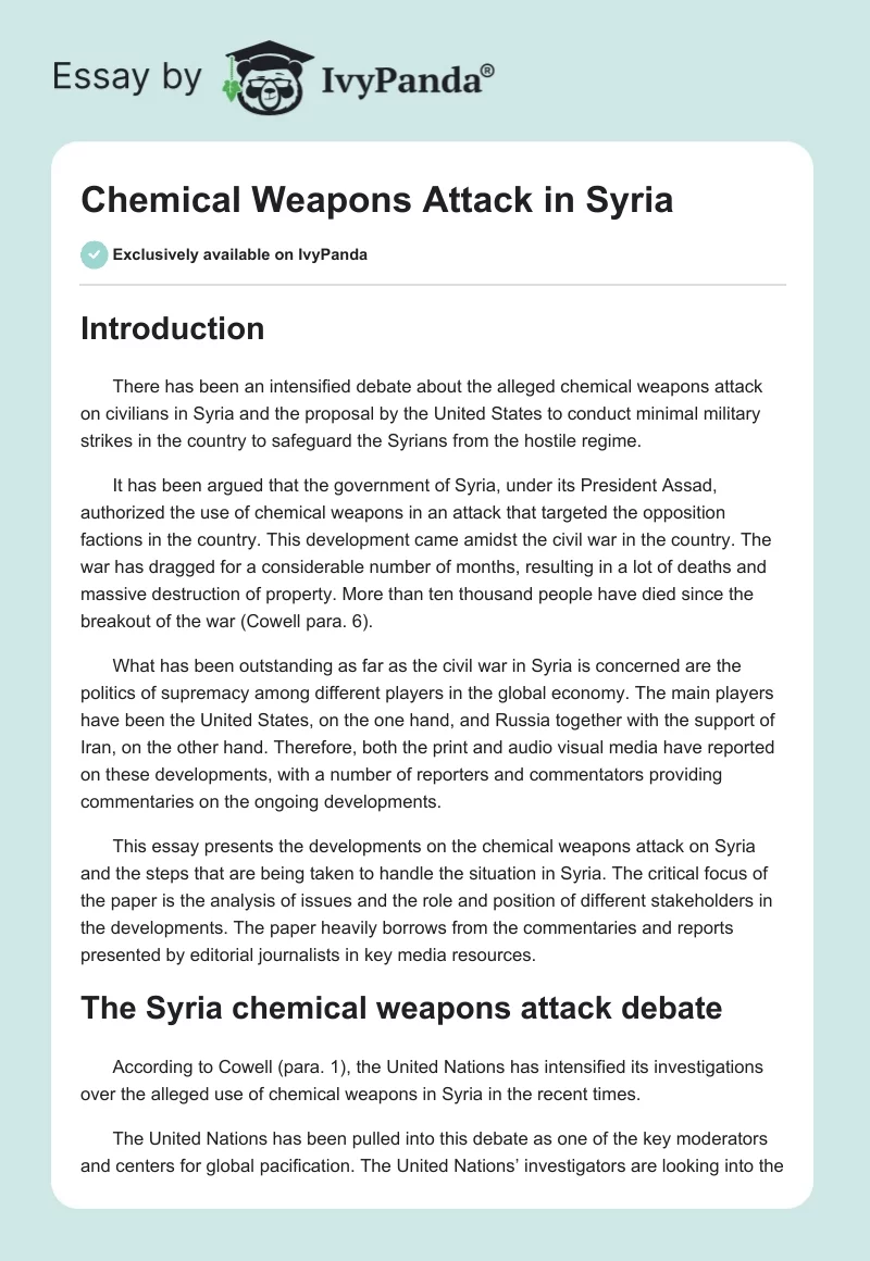 Chemical Weapons Attack in Syria. Page 1