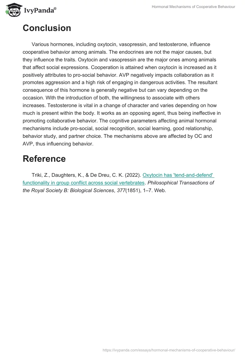Hormonal Mechanisms of Cooperative Behaviour. Page 5