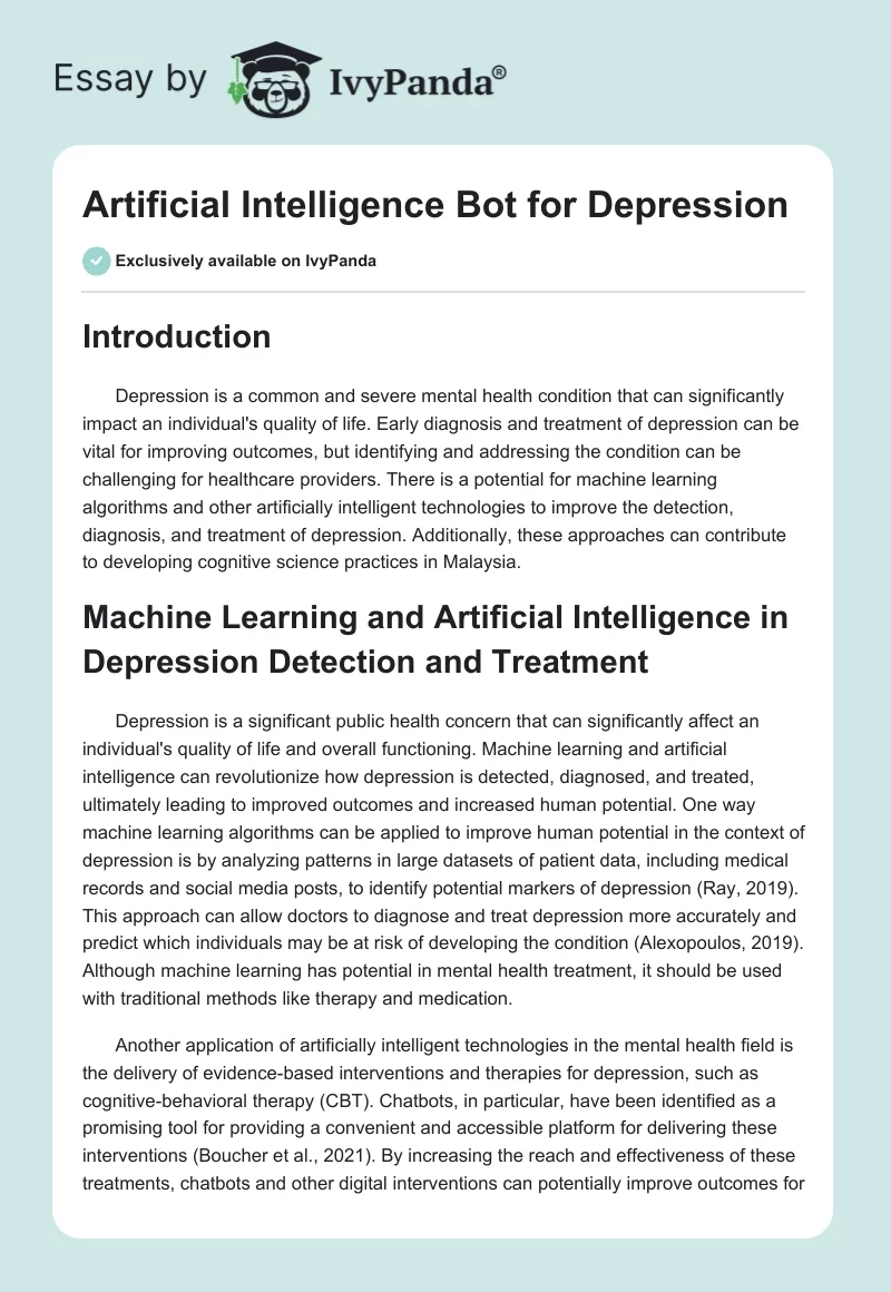 Artificial Intelligence Bot for Depression. Page 1