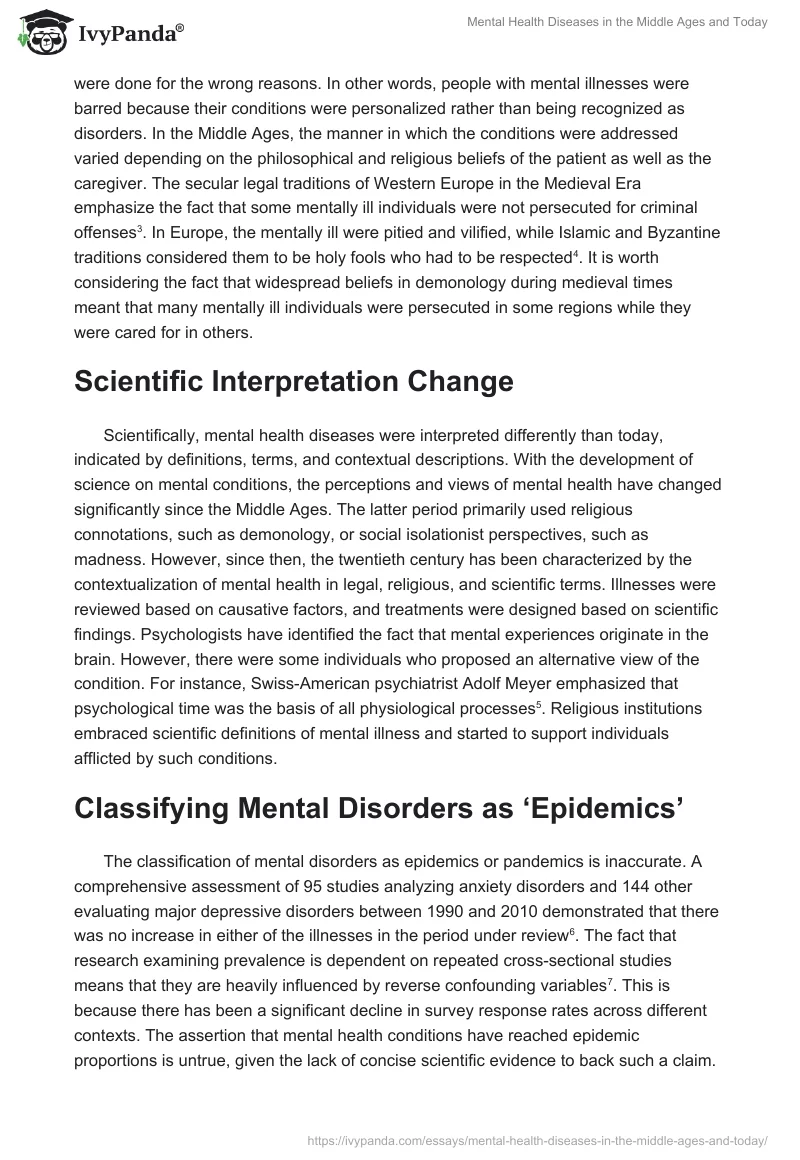 Mental Health Diseases in the Middle Ages and Today. Page 2