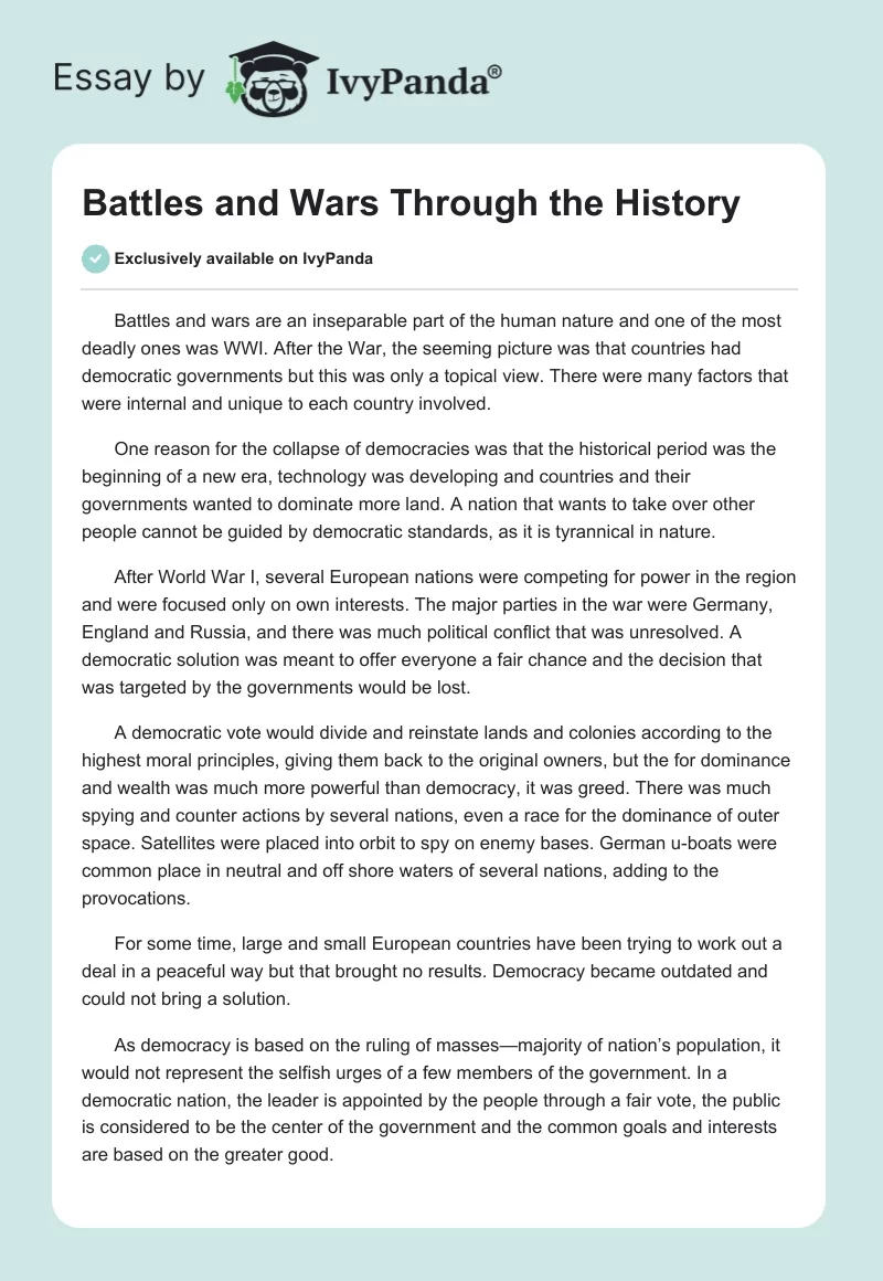 Battles and Wars Through the History. Page 1