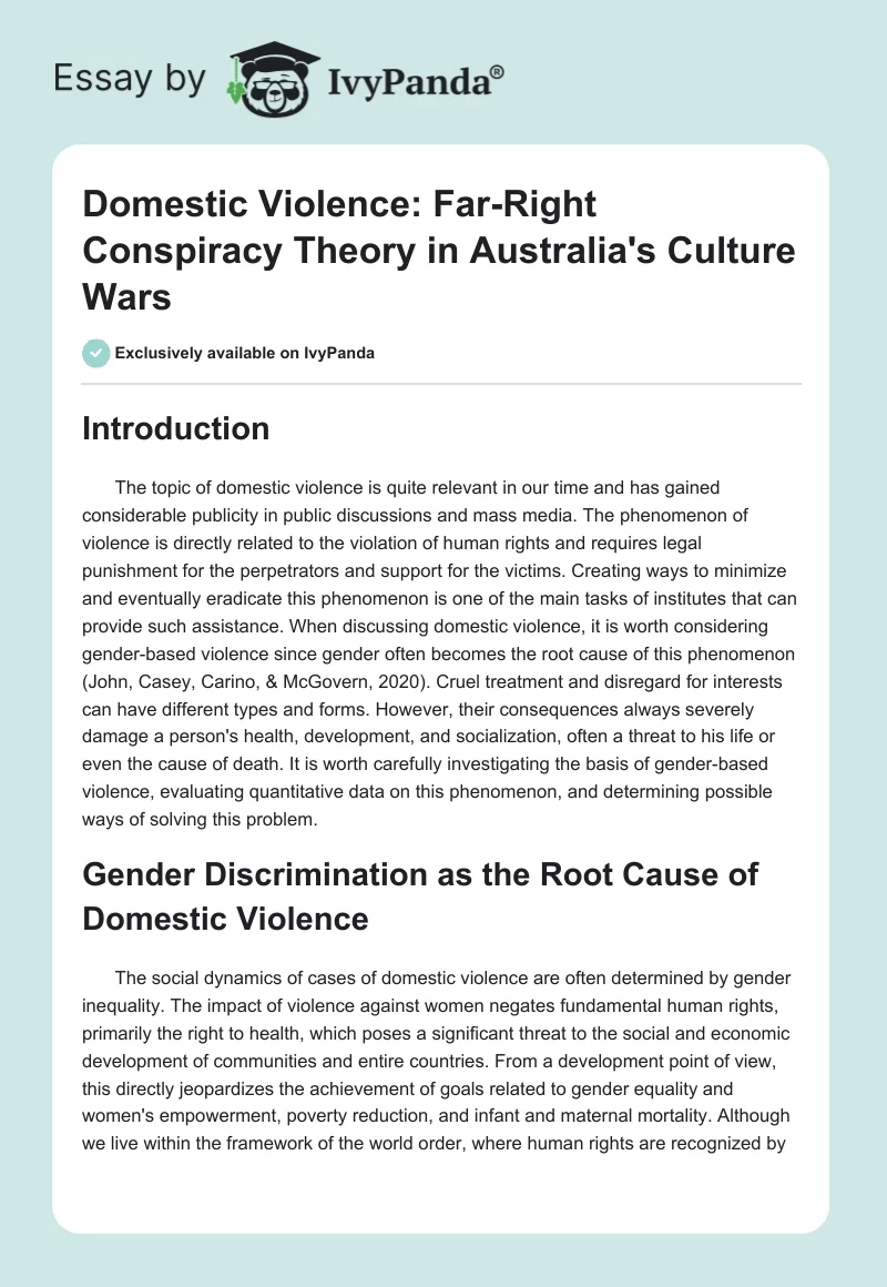 Domestic Violence: Far-Right Conspiracy Theory in Australia's Culture Wars. Page 1