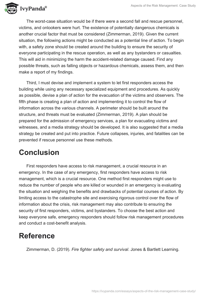 Aspects of the Risk Management: Case Study. Page 2