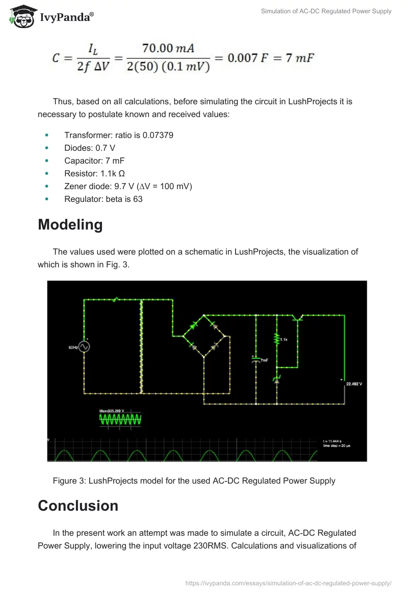 Simulation of AC-DC Regulated Power Supply. Page 5