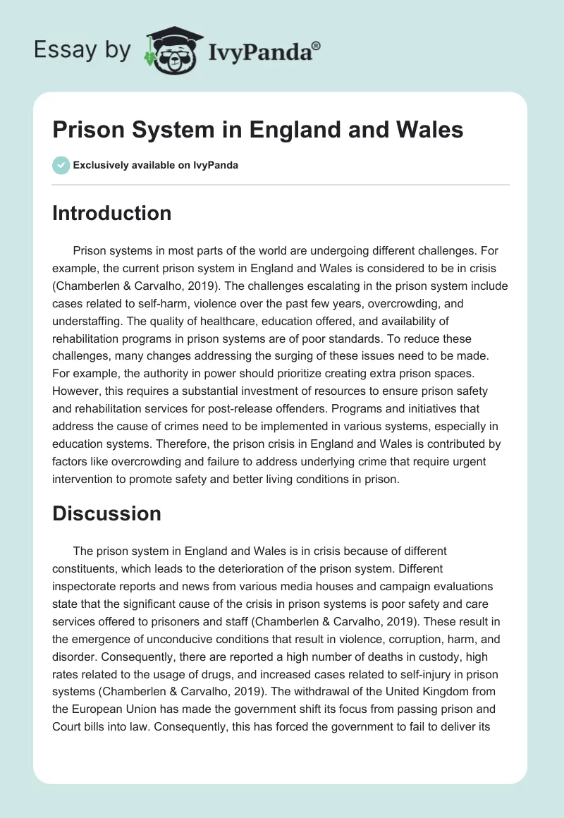 Prison System in England and Wales. Page 1