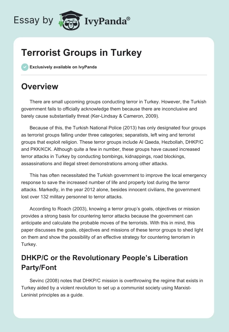 Terrorist Groups in Turkey. Page 1