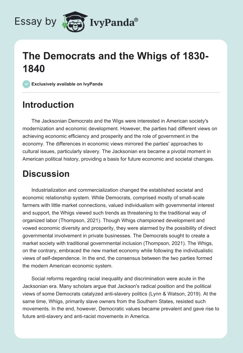 The Democrats and the Whigs of 1830-1840. Page 1