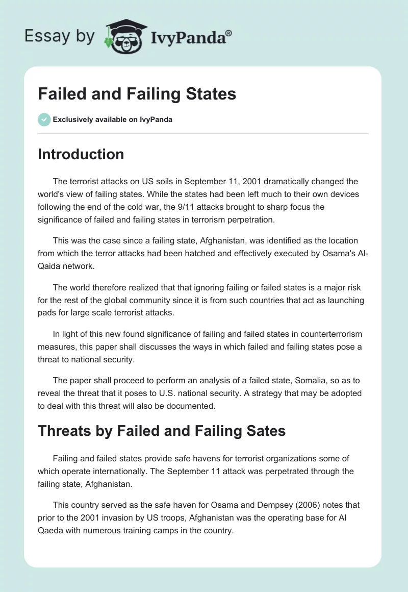 Failed and Failing States. Page 1