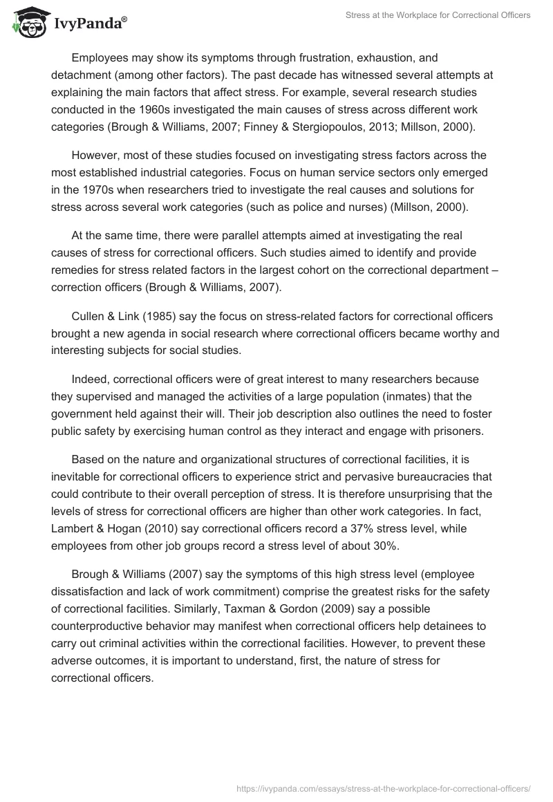Stress at the Workplace for Correctional Officers. Page 2