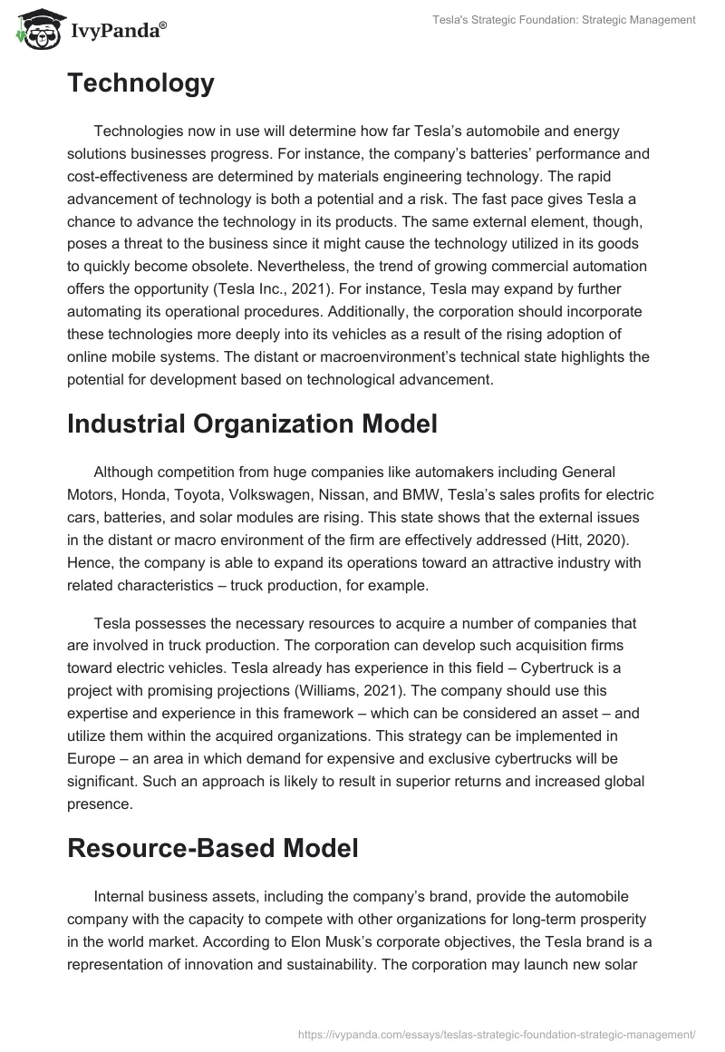 Tesla's Strategic Foundation: Strategic Management. Page 2