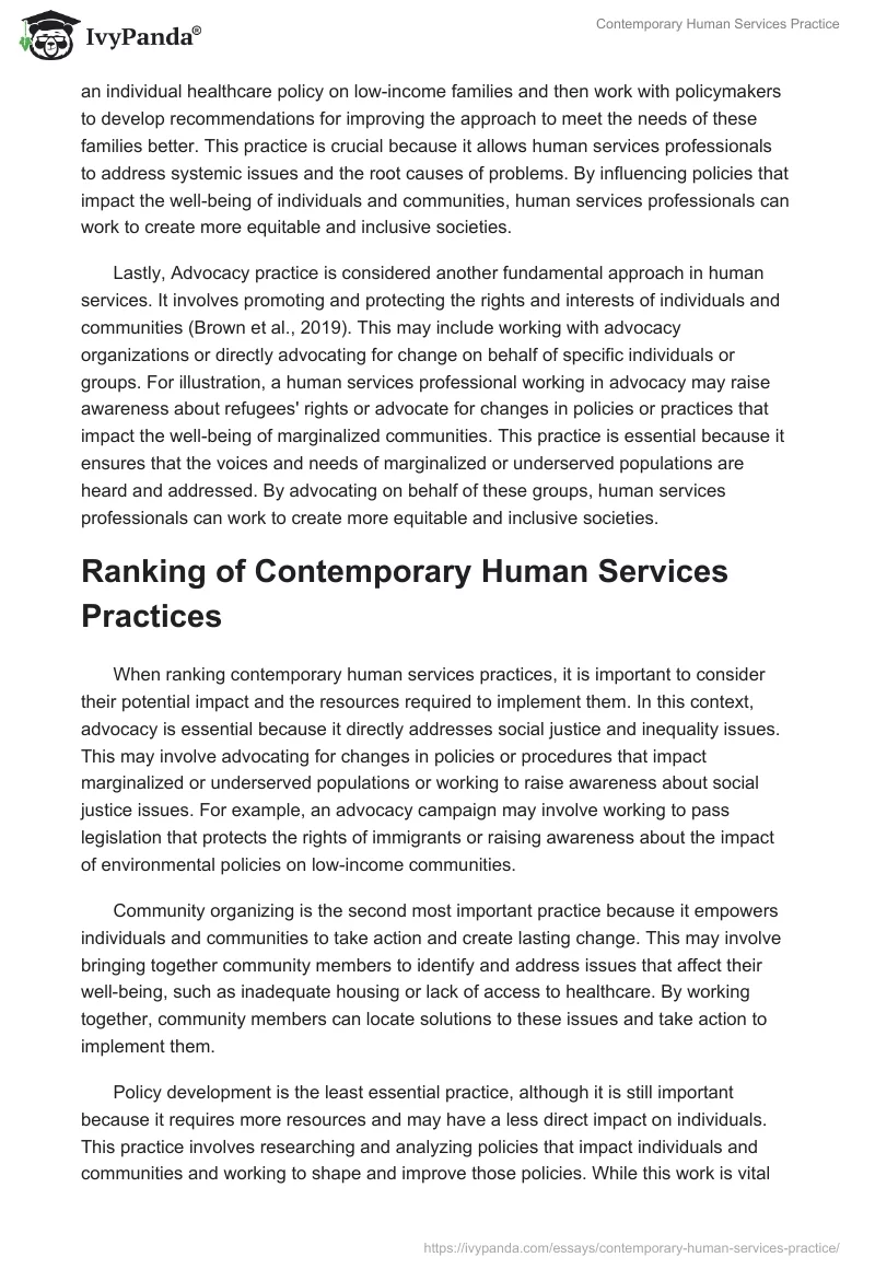 Contemporary Human Services Practice. Page 2
