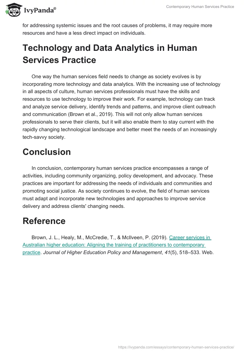 Contemporary Human Services Practice. Page 3