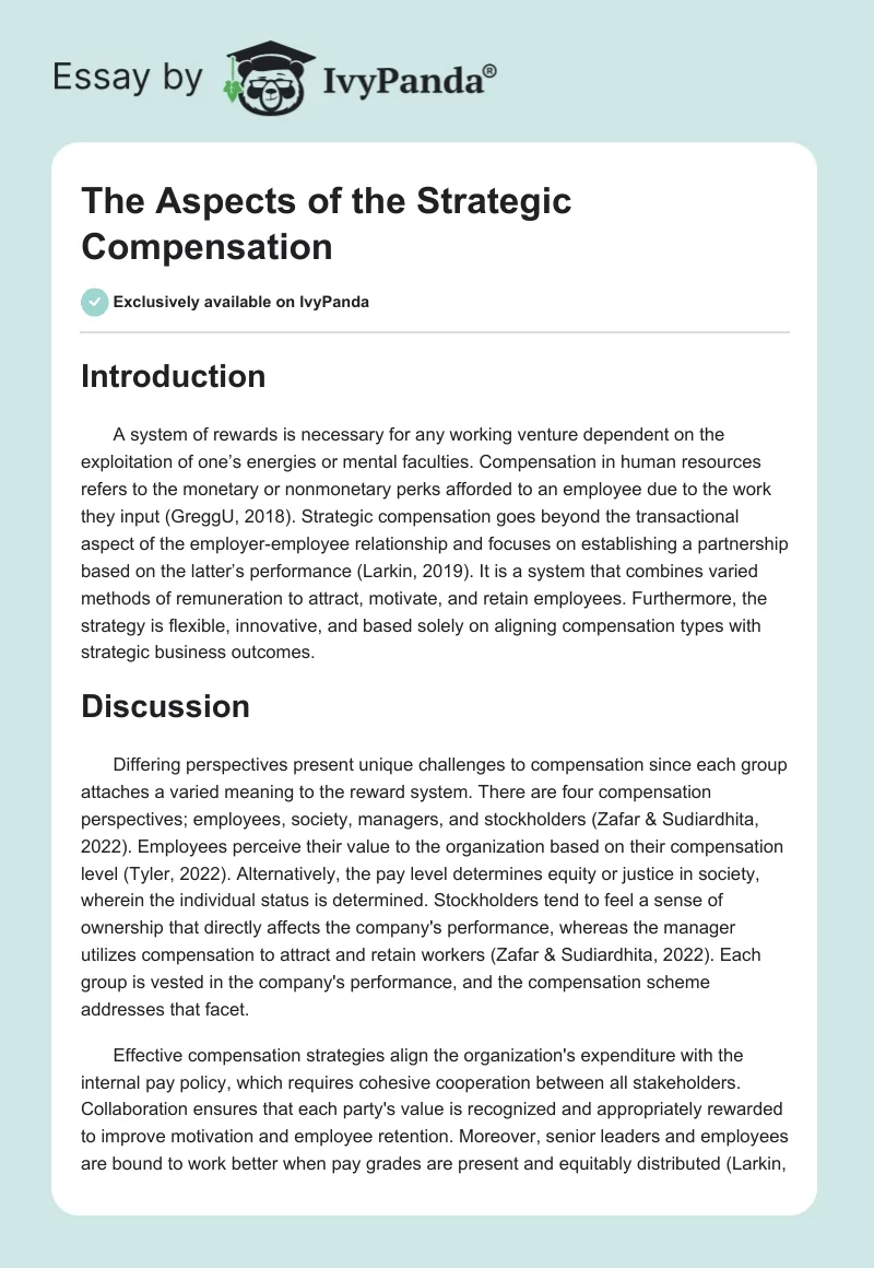 The Aspects of the Strategic Compensation. Page 1