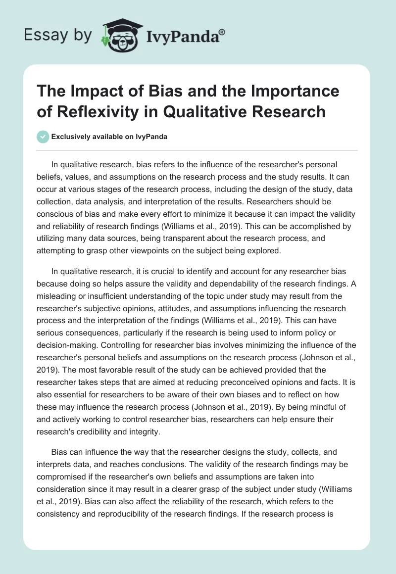 The Impact of Bias and the Importance of Reflexivity in Qualitative Research. Page 1