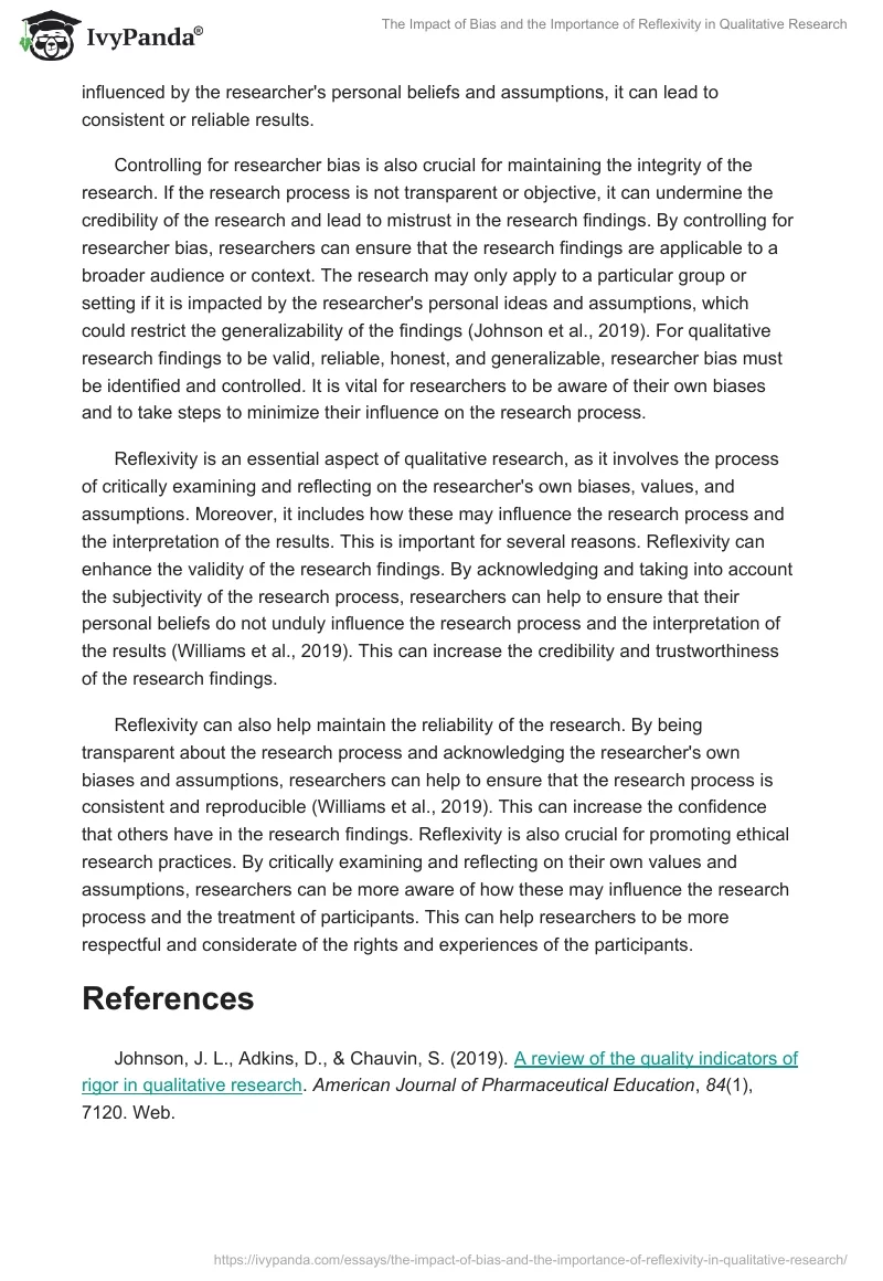The Impact of Bias and the Importance of Reflexivity in Qualitative Research. Page 2