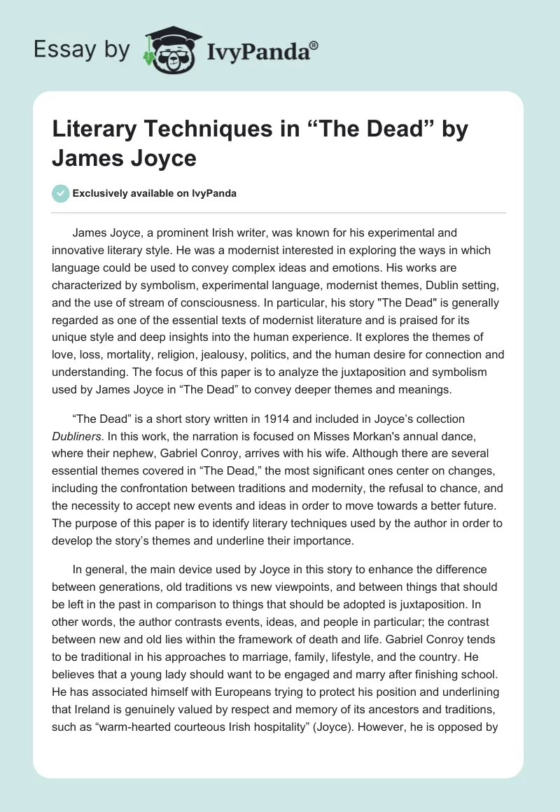 Literary Techniques in “The Dead” by James Joyce. Page 1