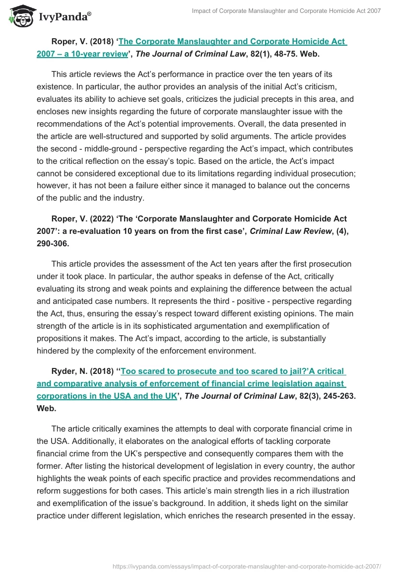 Impact of Corporate Manslaughter and Corporate Homicide Act 2007. Page 3