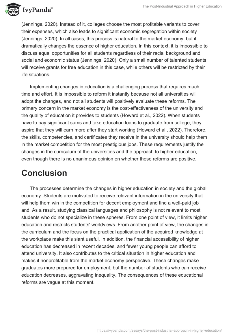 The Post-Industrial Approach in Higher Education. Page 3