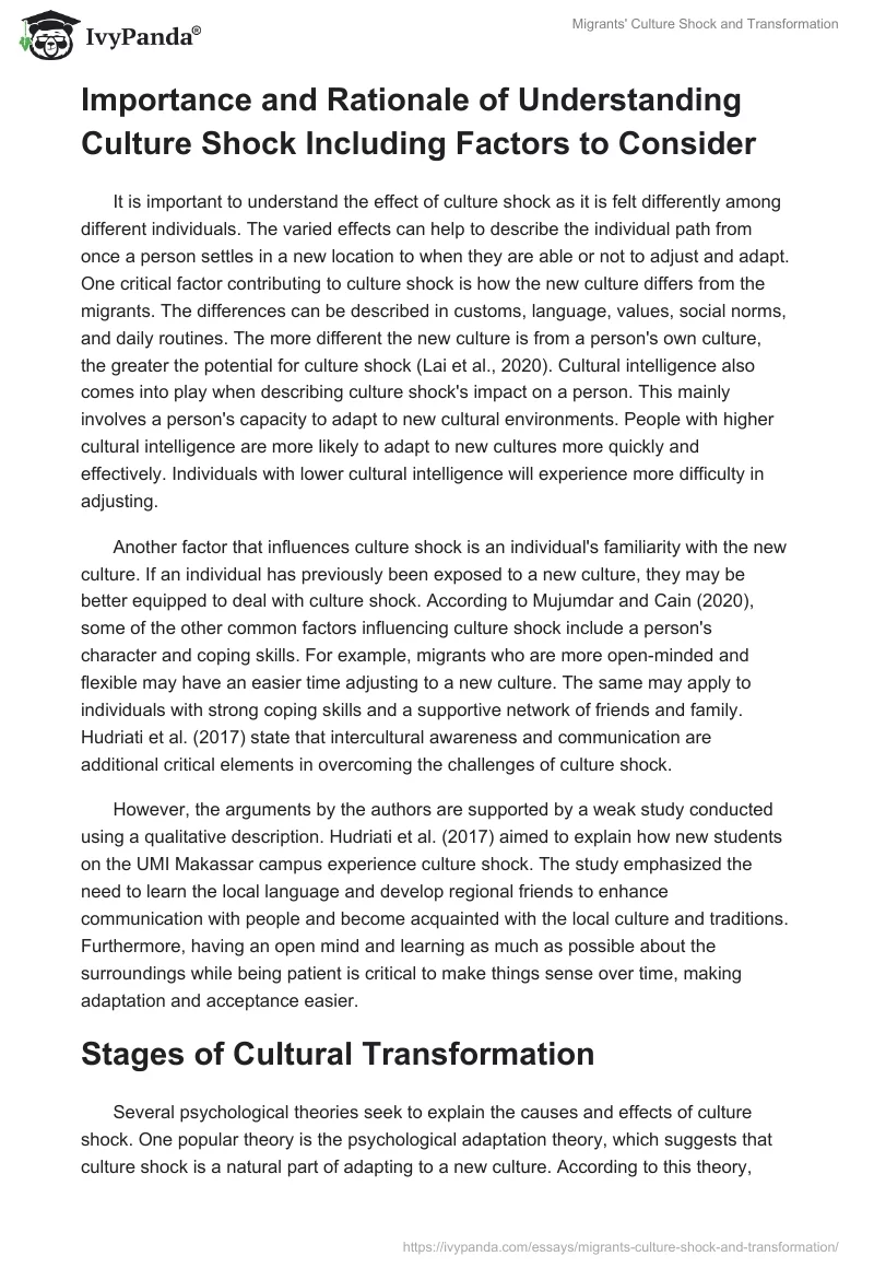 Migrants' Culture Shock and Transformation. Page 2