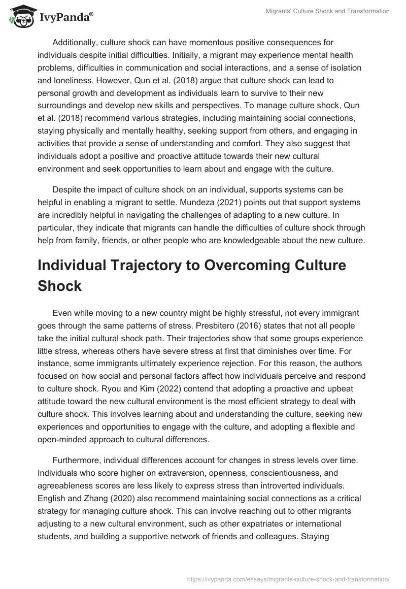 Migrants' Culture Shock and Transformation. Page 5